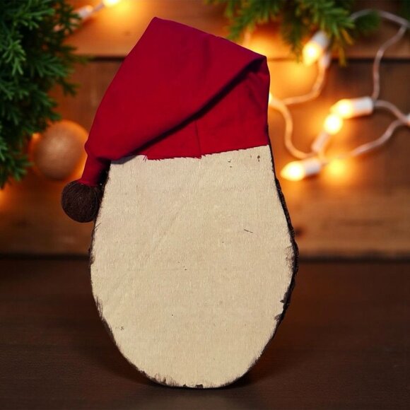 Rustic Pinecone Beard Santa Wall Hanging – 12” Woodland Christmas Decor, Natural - Picture 6 of 7